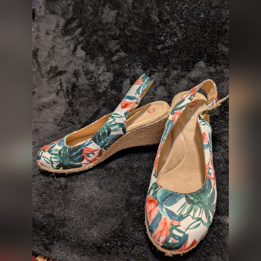 3 for $20 / Floral Slingback Wedge Sandals
